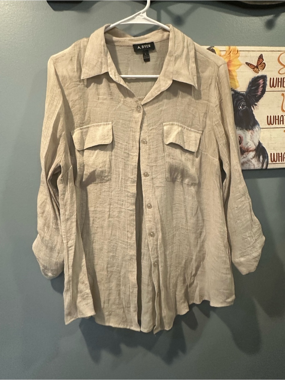 A. Byer Neutral Taupe Lightweight Shirt